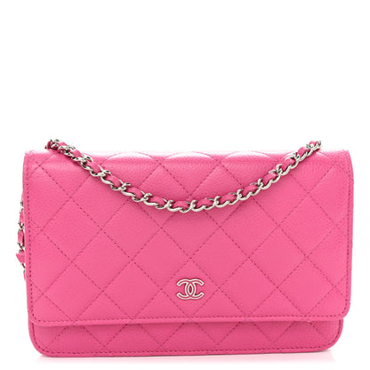 Chanel Caviar Quilted Wallet on Chain WOC Fuchsia 1 of 10