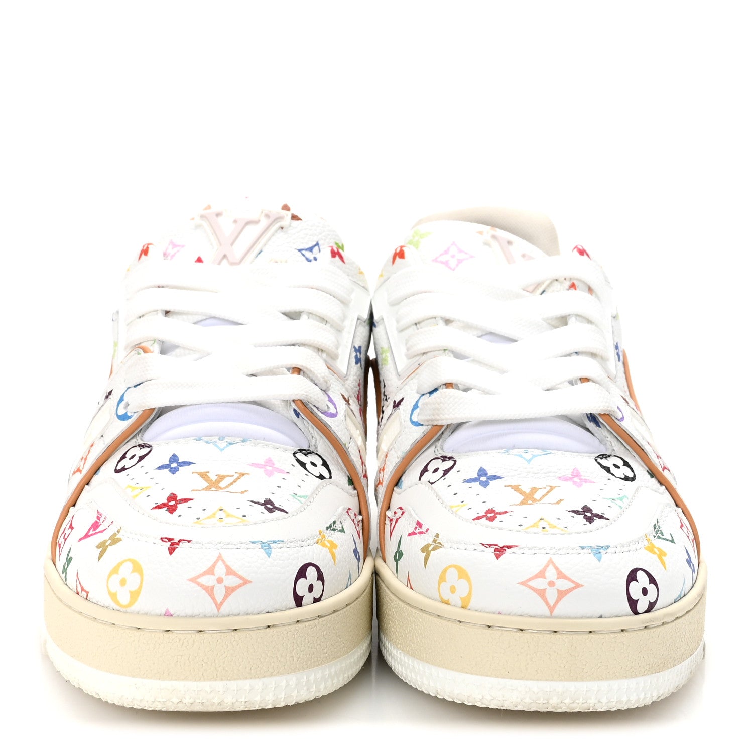 Louis Vuitton LV X TM Calfskin Monogram Multicolor Womens LV Trainer Sneakers 37.5 White 3 of 11
