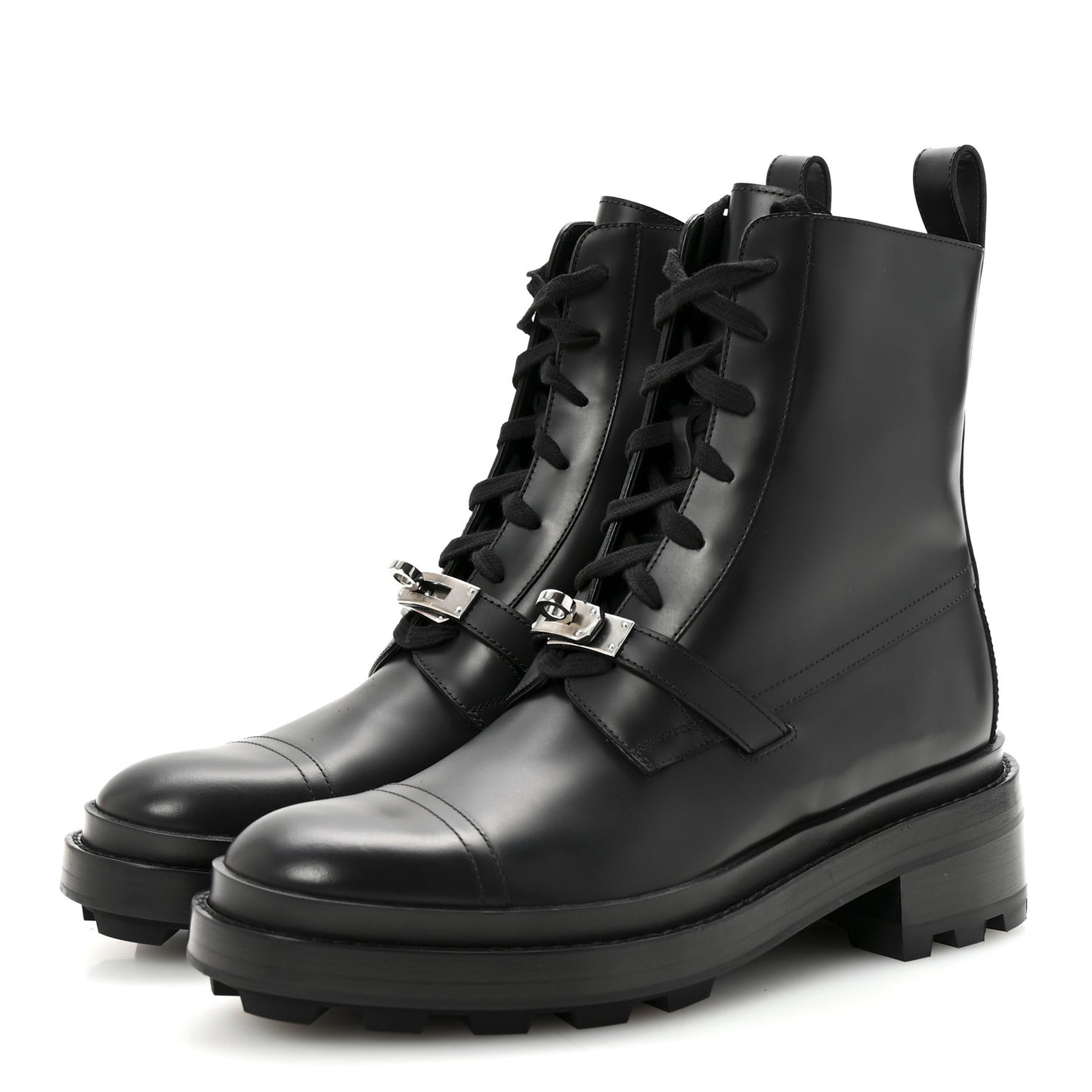 Glossed Calfskin Funk Ankle Boots 38.5 Black