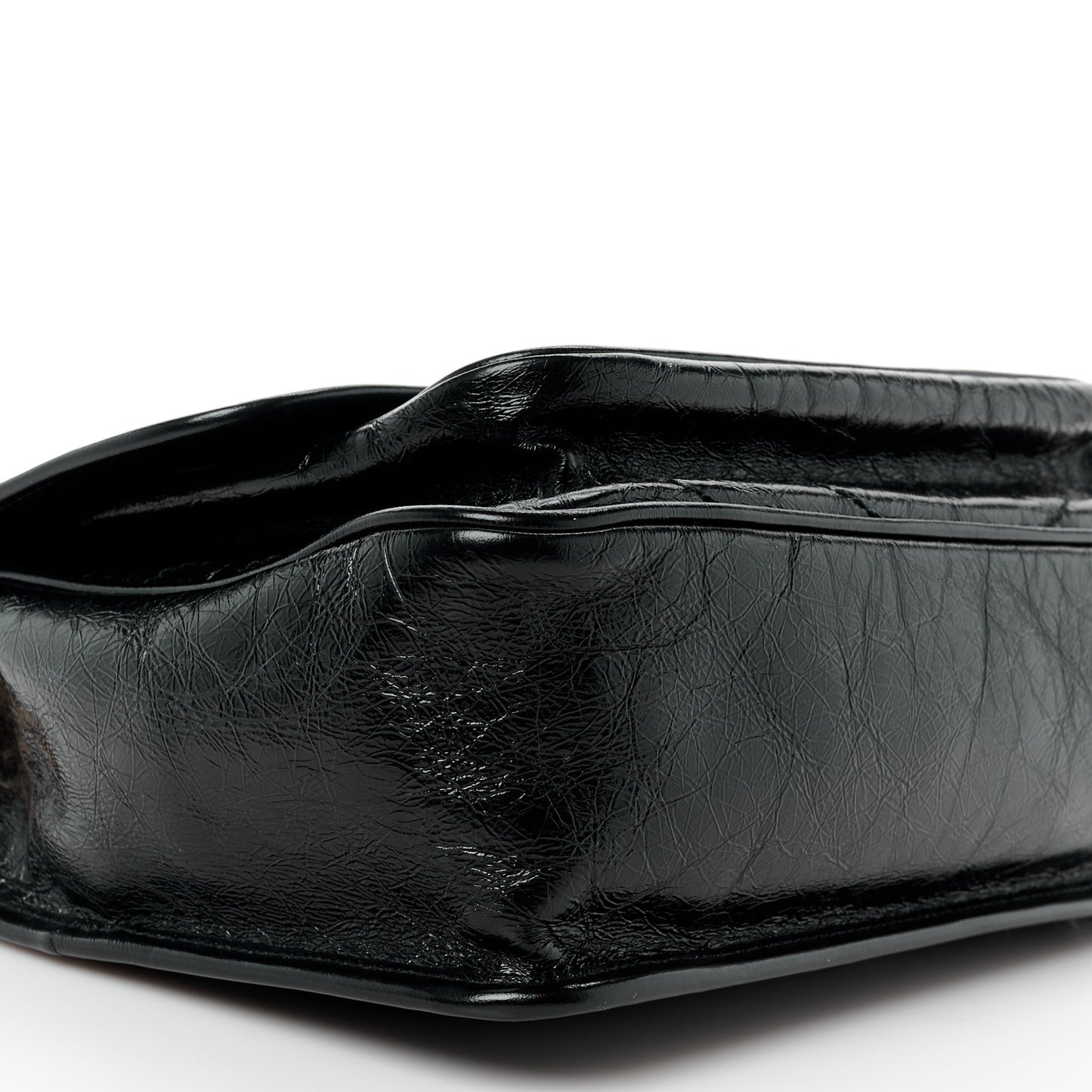 Crinkled Calfskin Matelasse Monogram Medium Niki Chain Satchel Black