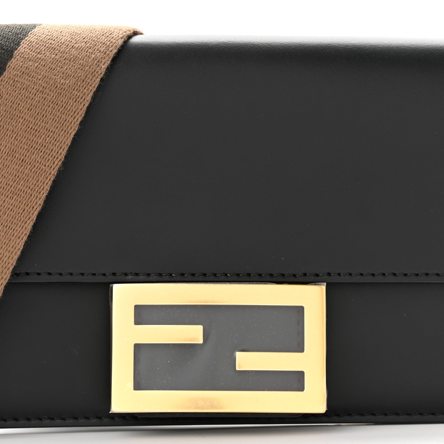 Fendi Vitello King Mini Flat Baguette Black 8 of 10