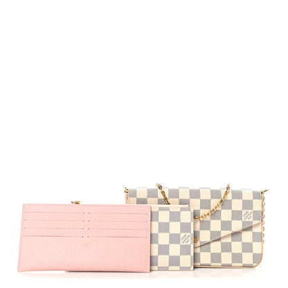 Louis Vuitton Damier Azur Pochette Felicie Chain Wallet Rose Ballerine 3 of 11