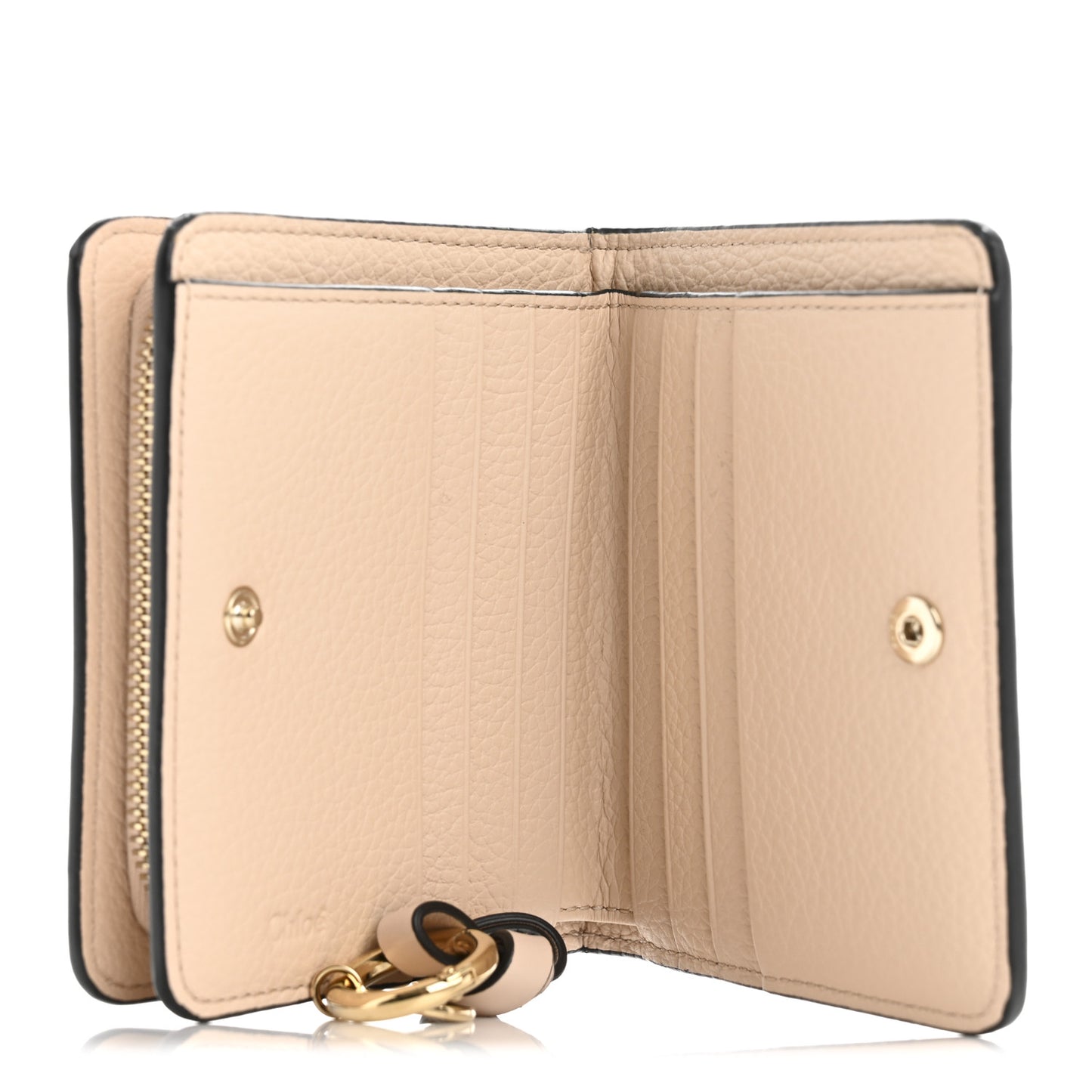 Grained Calfskin Alphabet Compact Wallet Nude