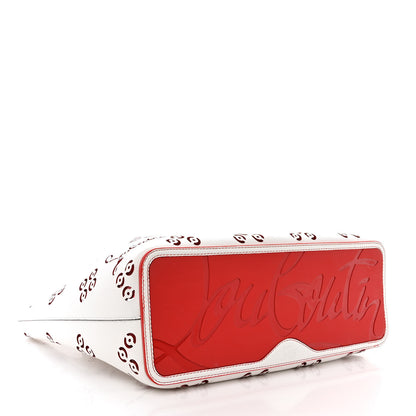 Christian Louboutin Calfskin Perforated Large Loubinthesky Cabarock Spikes Tote Snow 4 of 9