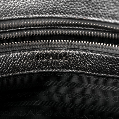 Prada Metallic Vitello Daino Top Handle Tote Cromo 6 of 11