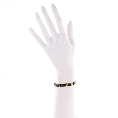 Cartier 18K Yellow Gold Lambskin 3 Motif LOVE Bracelet Black 2 of 5