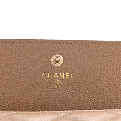 Chanel Caviar Quilted Crystal CC Large Gusset Flap Wallet Beige 6 of 9