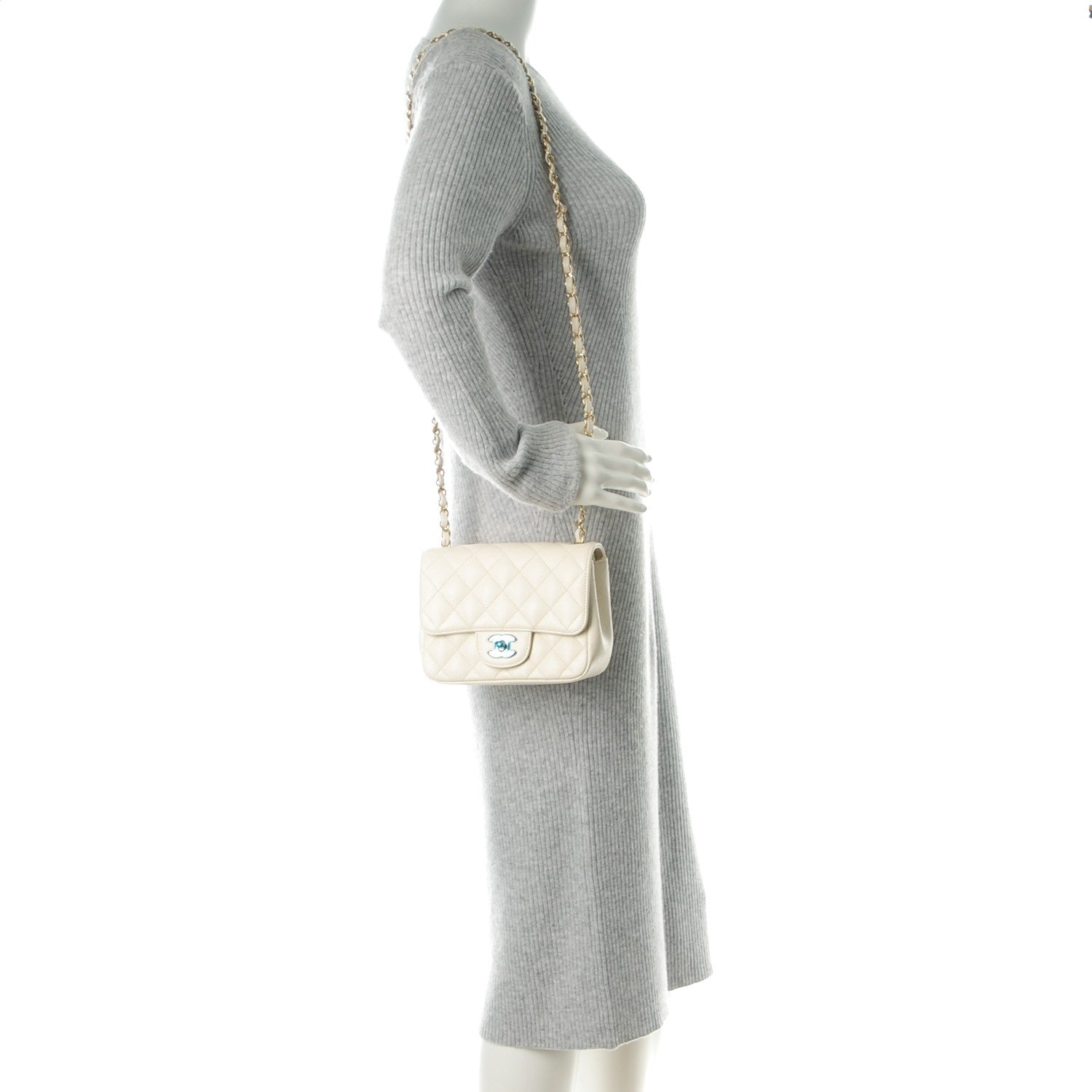 Chanel Caviar Quilted Mini Square Flap White 2 of 8