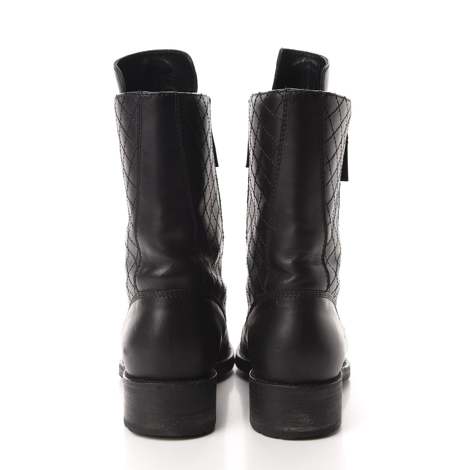 Chanel Calfskin Quilted Cap Toe Combat Boots 40 Black 5 of 9