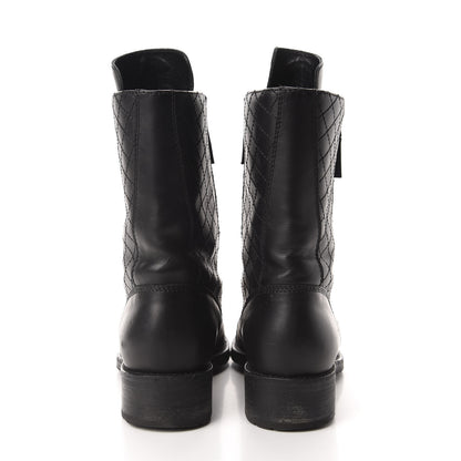 Chanel Calfskin Quilted Cap Toe Combat Boots 40 Black 5 of 9