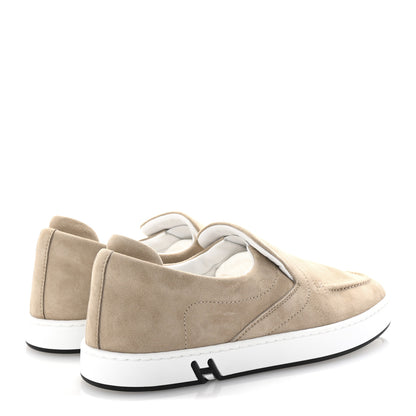 Hermes Suede Goatskin Kiddy Slip On Sneakers 38.5 Beige Esquisse 5 of 10