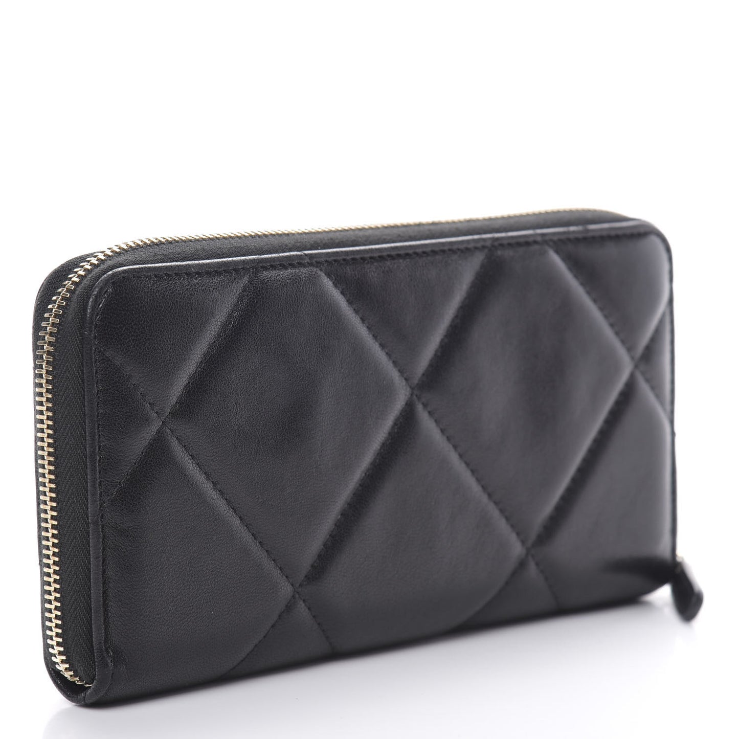 Lambskin Quilted 19 Zipped Wallet Black