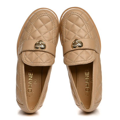 Chanel Lambskin Quilted CC Heart Loafers 37 Beige 37 Beige 2 of 11