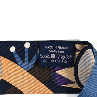 Hermes Silk Parade En Fanfare Twilly Ajaccio Ardoise Bleu Jean 3 of 4