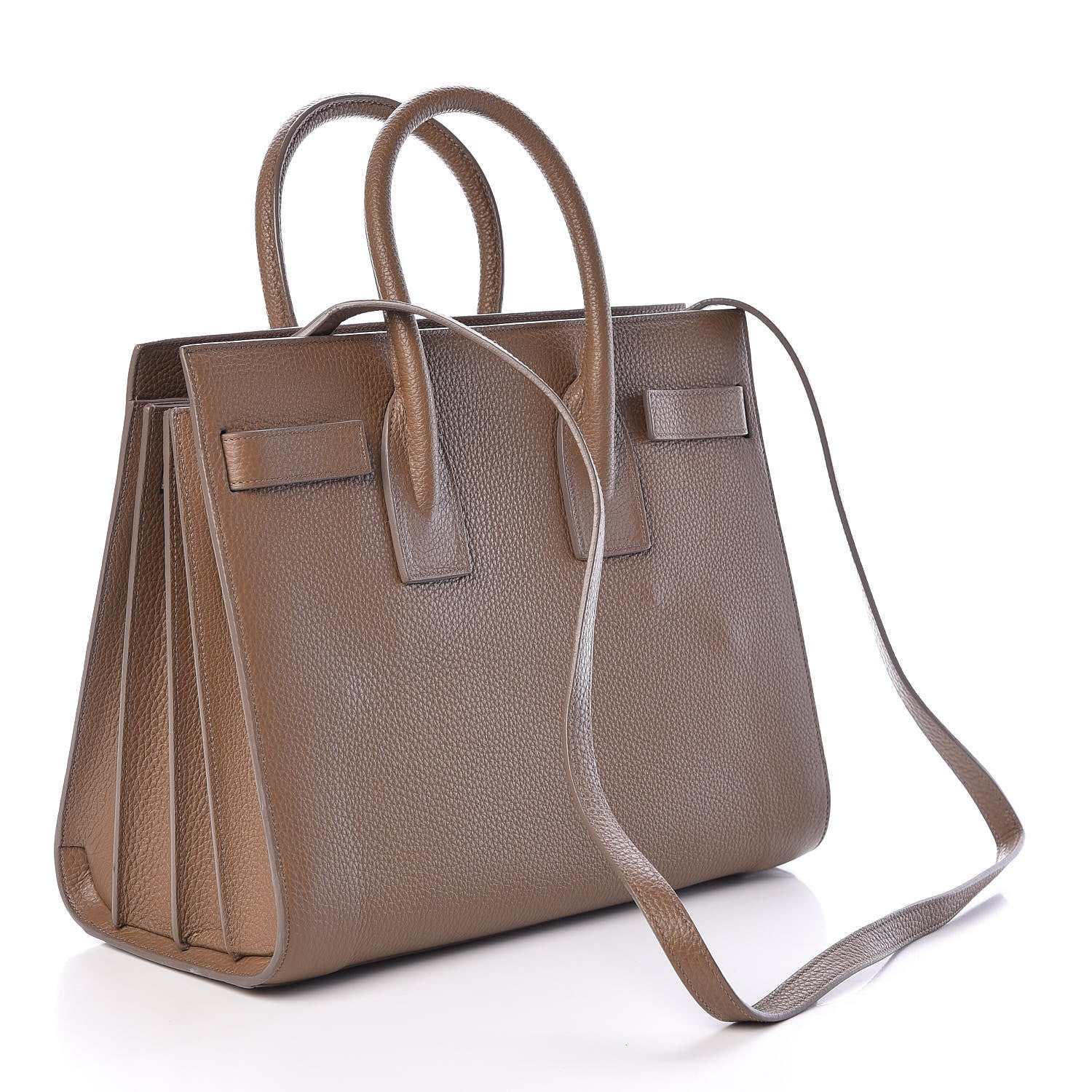 Saint Laurent Grained Calfskin Small Sac De Jour Taupe 3 of 9