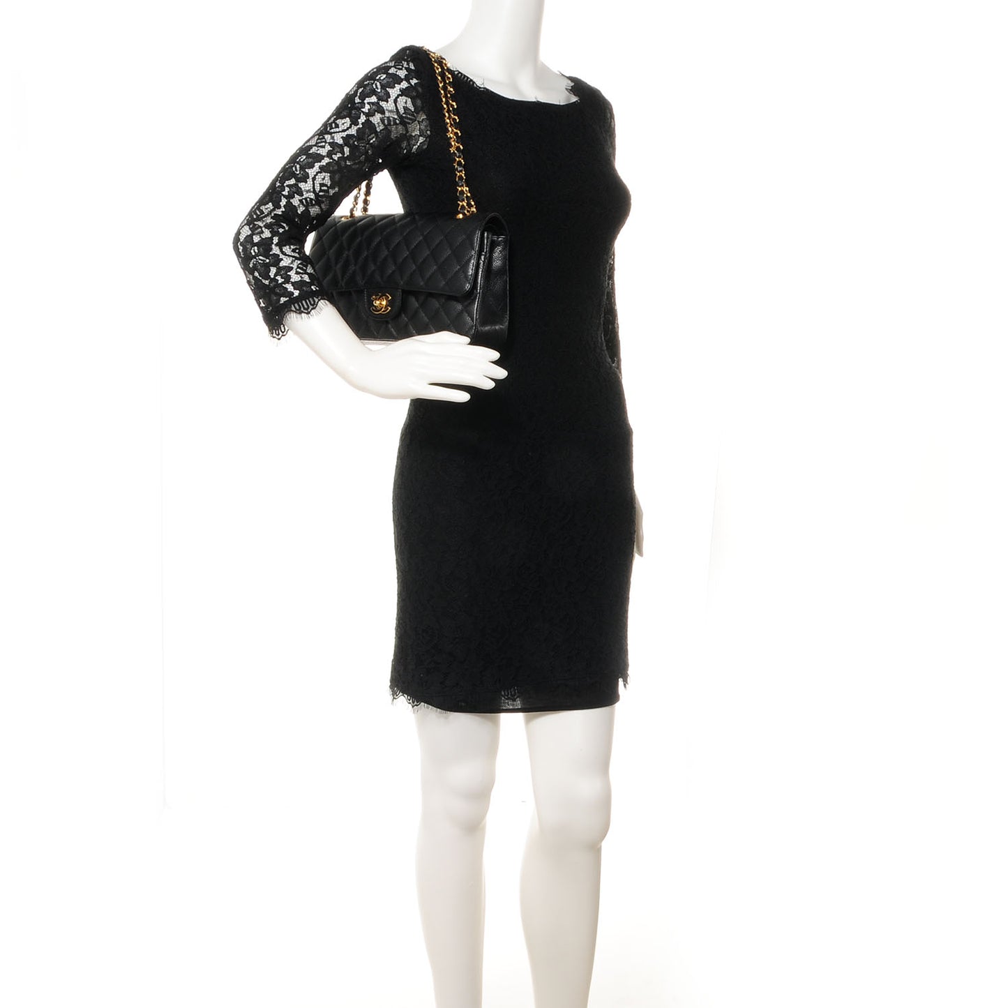 Caviar Quilted Medium Double Flap Black