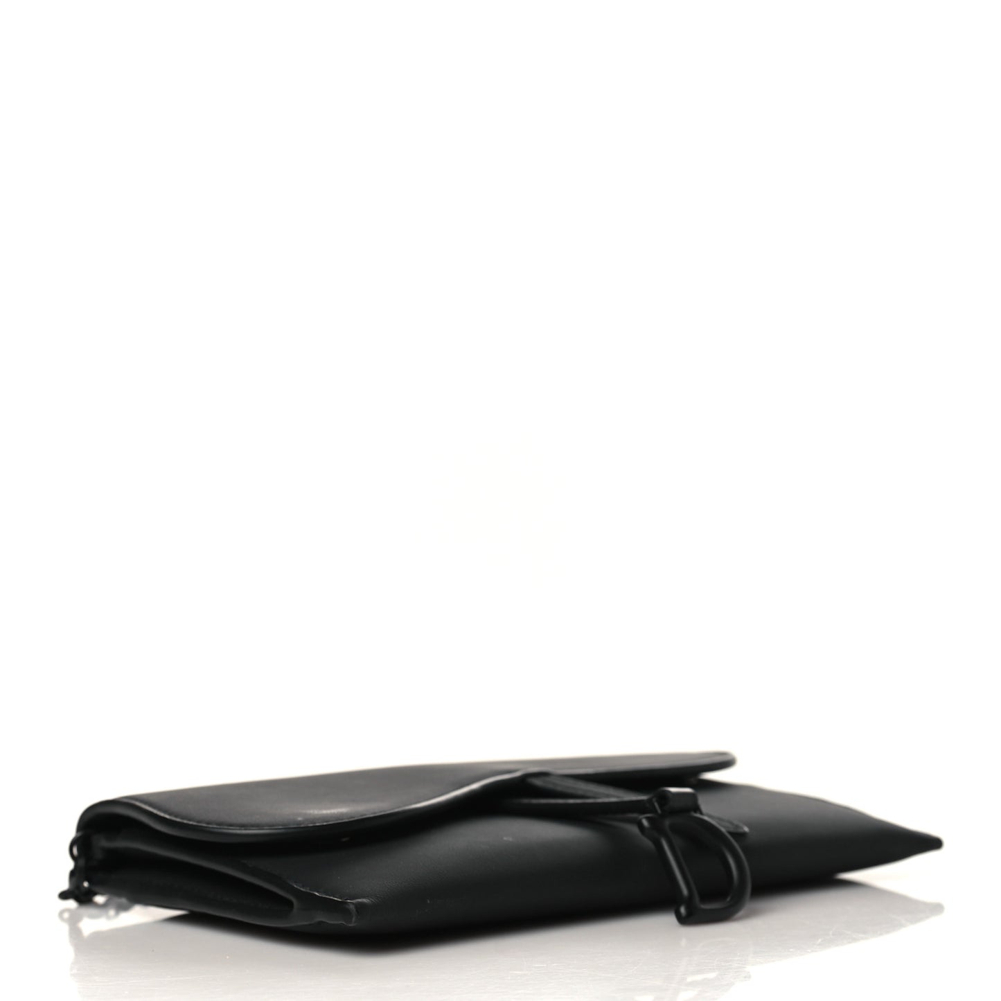 Ultra Matte Calfskin Saddle Chain Wallet Pouch Black