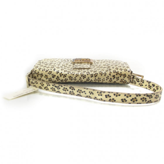 Snakeskin Leopard Print Baguette Beige