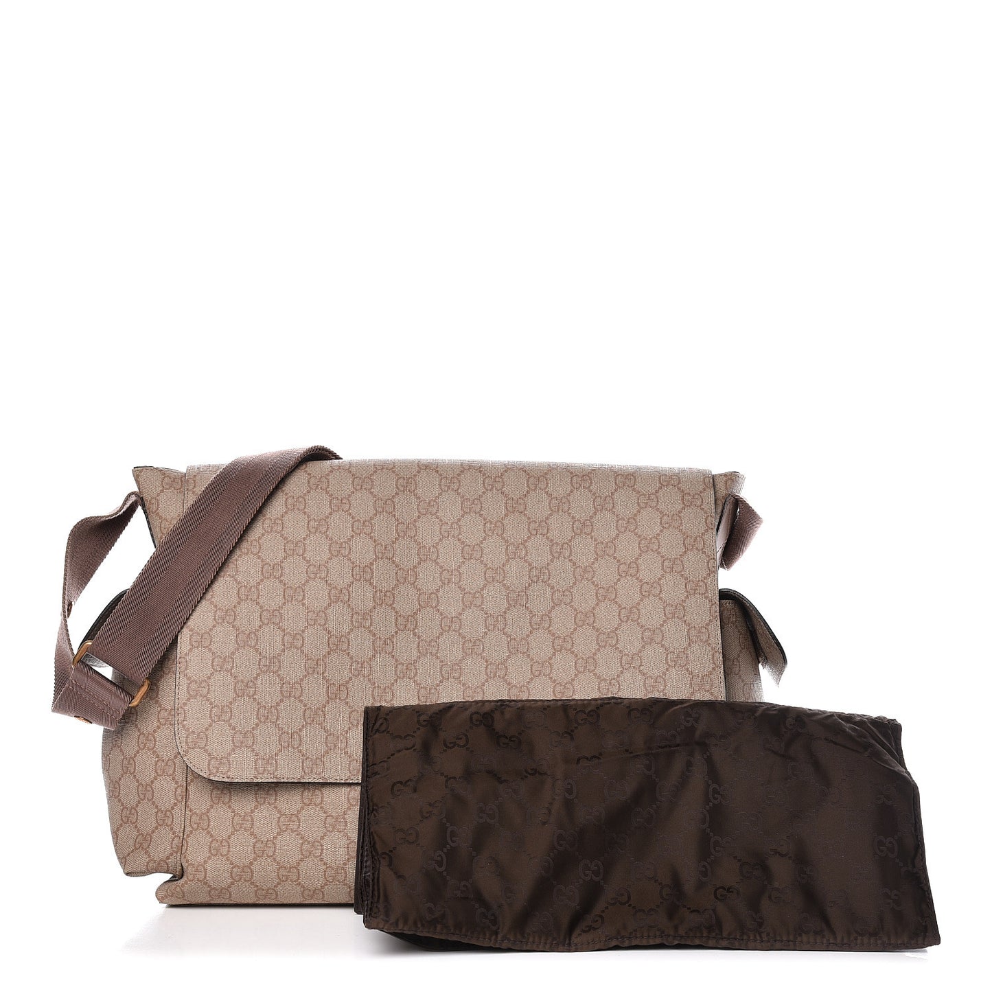 GG Supreme Monogram Messenger Diaper Bag Beige