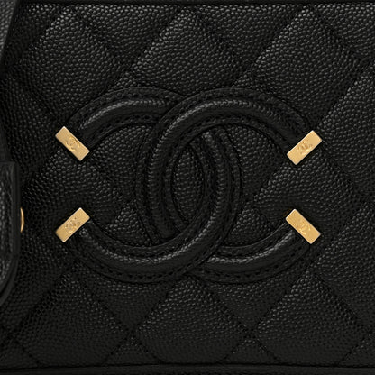 Chanel Caviar Quilted Small CC Filigree Vanity Case Black 8 of 14