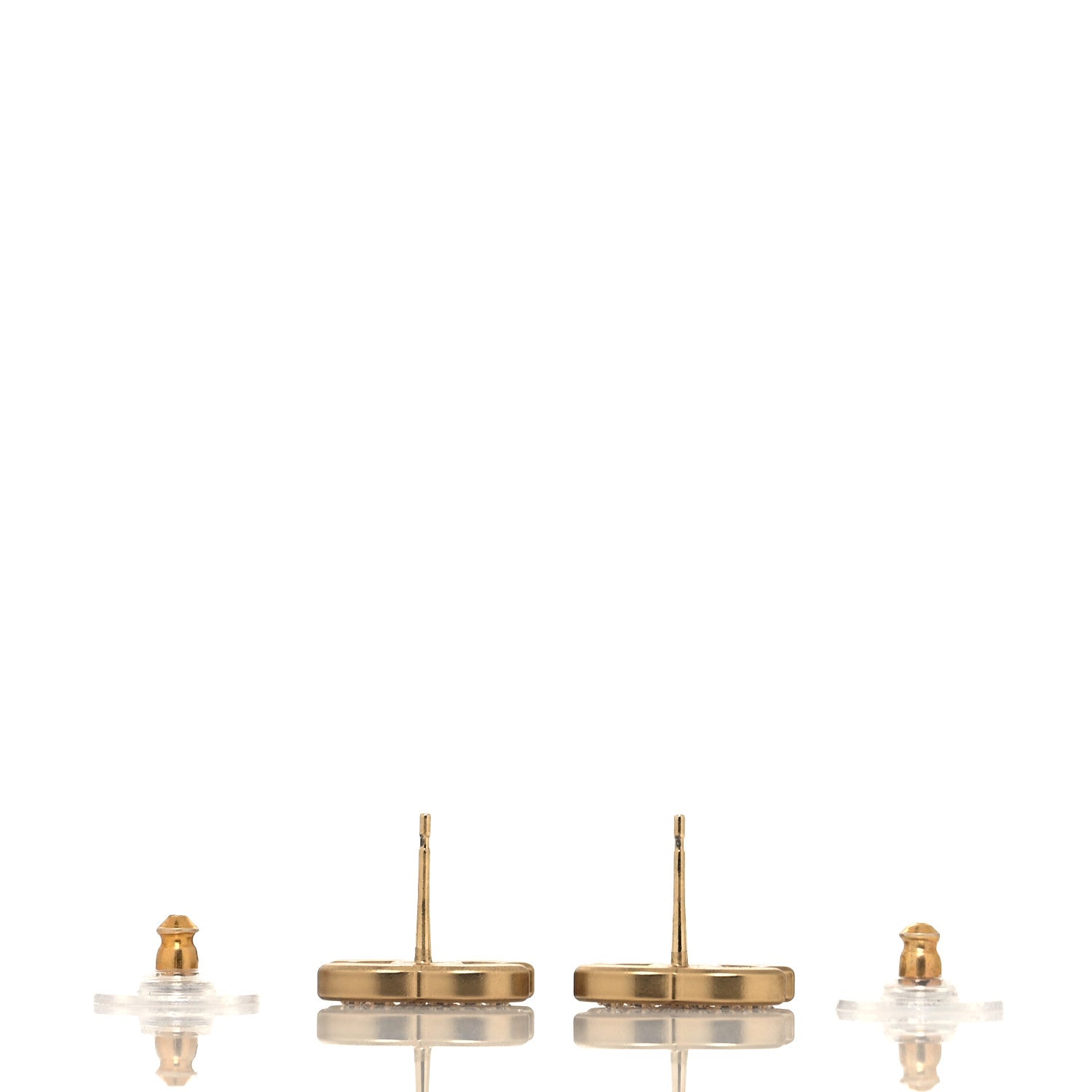 Chanel Matte Metal Crystal CC Earrings Gold 3 of 4