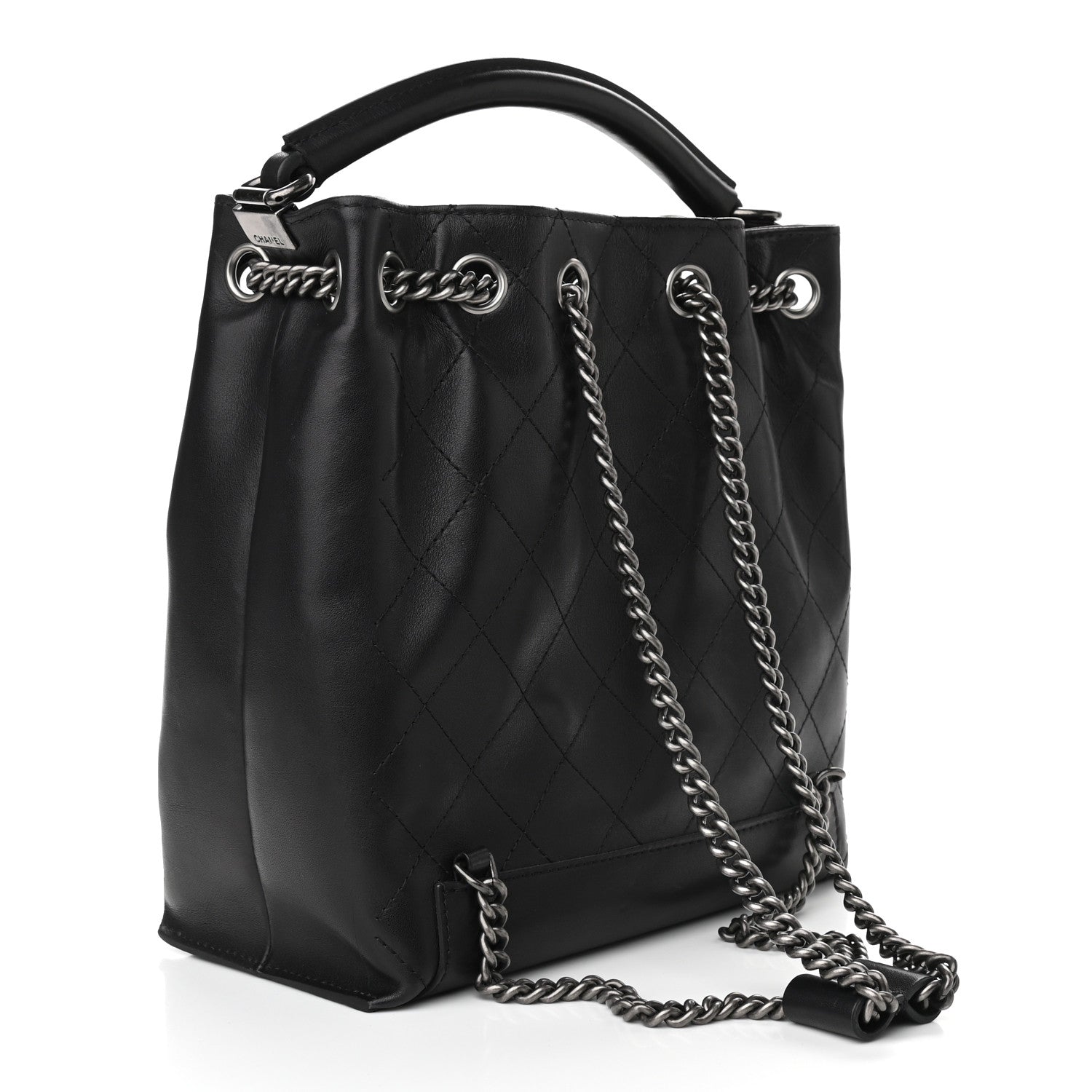 Chanel Calfskin Stitched Medium Urban Luxury Drawstring Backpack Black 3 of 9