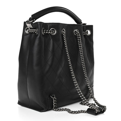 Chanel Calfskin Stitched Medium Urban Luxury Drawstring Backpack Black 3 of 9