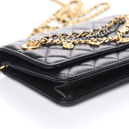 Chanel Lambskin Quilted Egyptian Amulet Wallet On Chain WOC Black 9 of 11