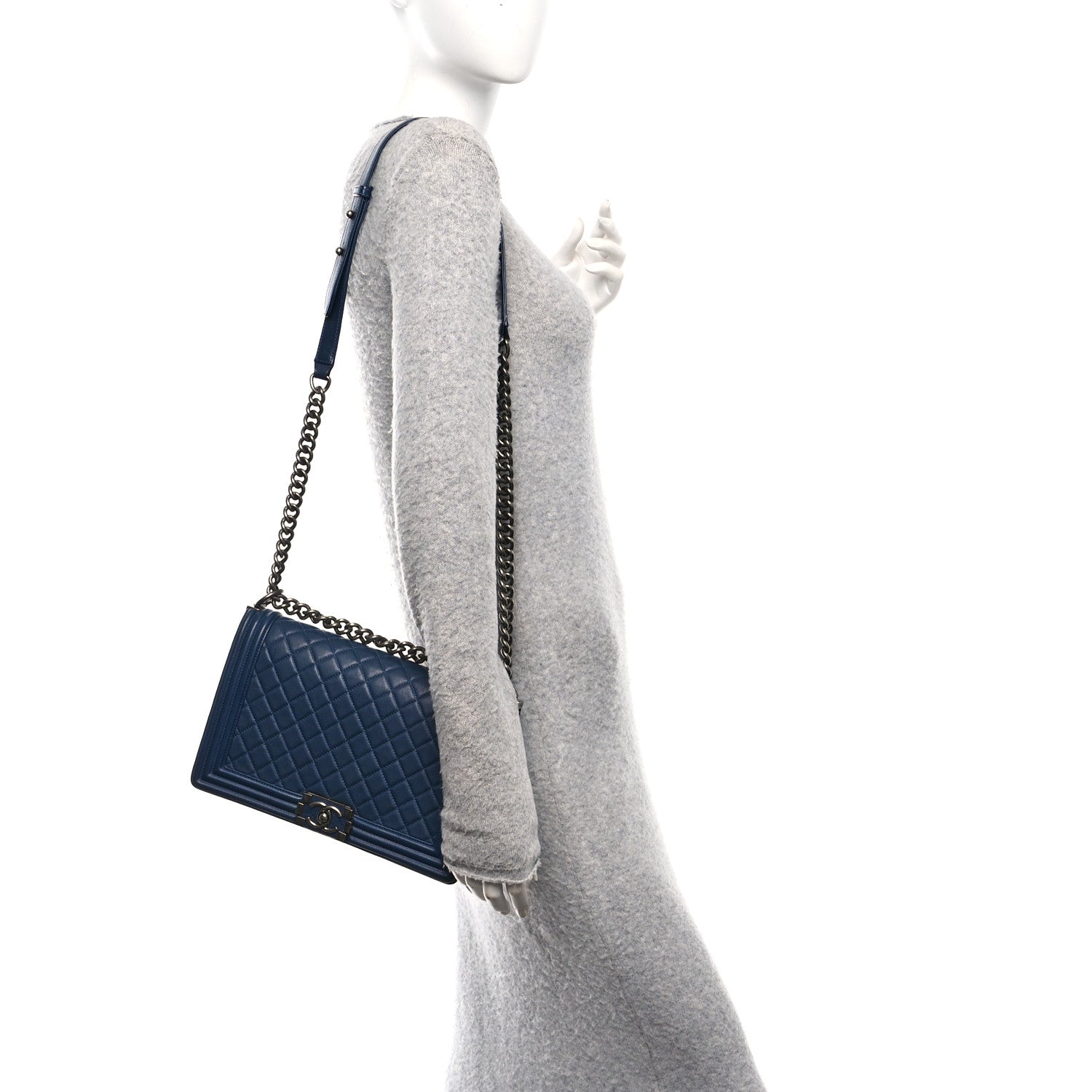 Chanel Calfskin Quilted New Medium Boy Flap Dark Blue 2 of 10