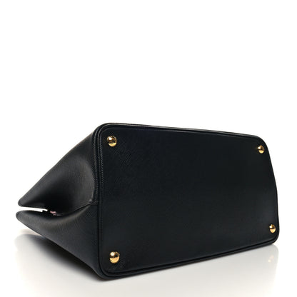 Prada Saffiano Cuir Large Double Bag Black Fuoco 4 of 12