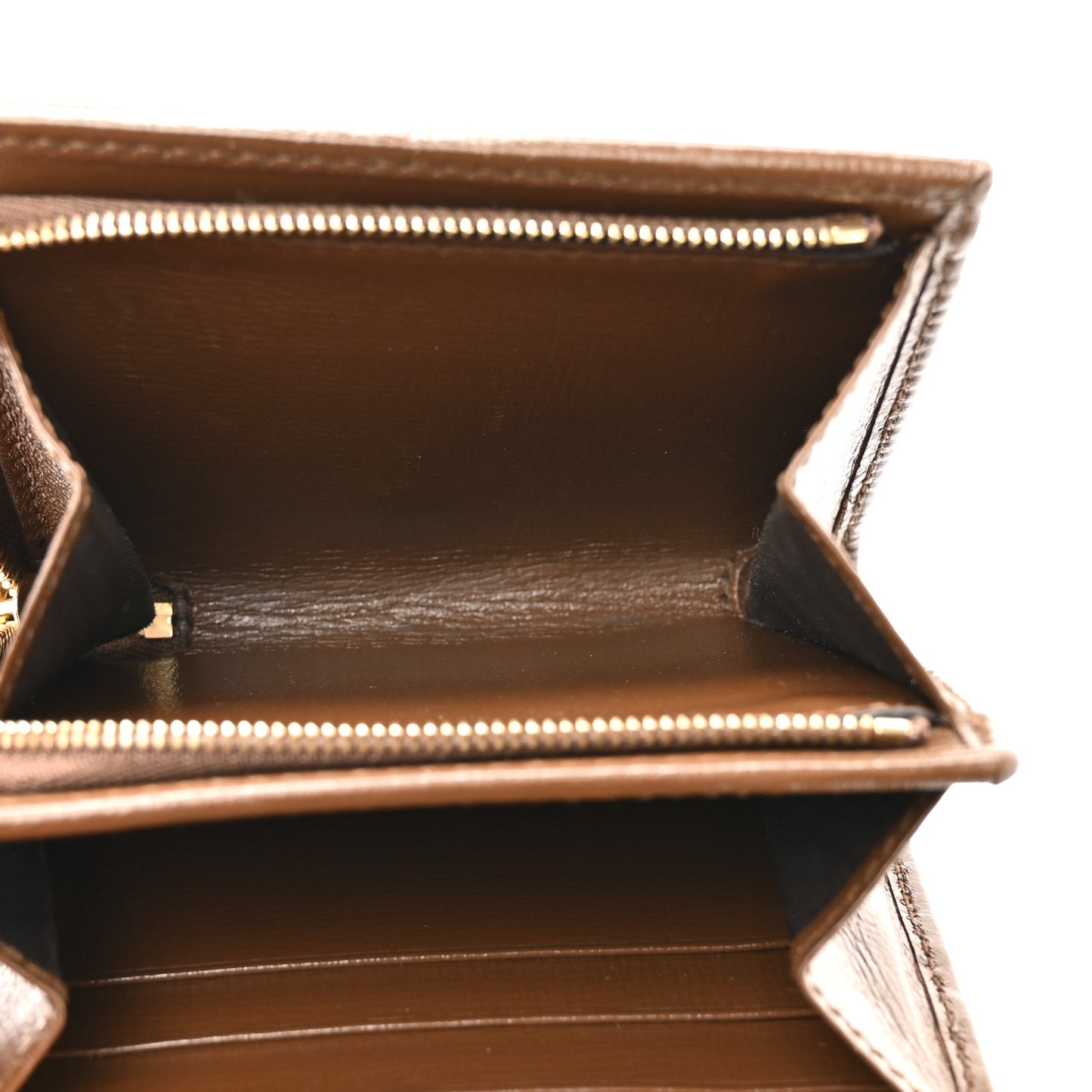 GG Supreme Monogram Azalea Calfskin Horsebit 1955 Flap Card Case Wallet Beige Ebony Brown Sugar