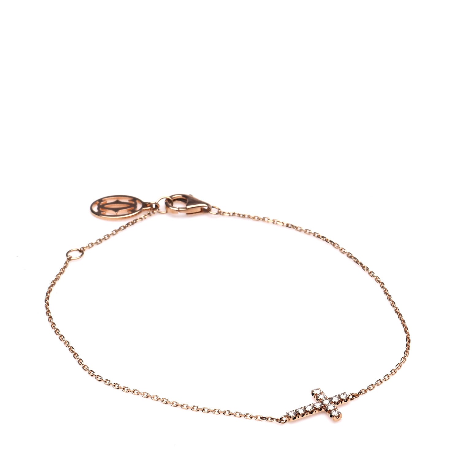 Cartier 18K Pink Gold Diamond Symbols Cross Bracelet 1 of 7