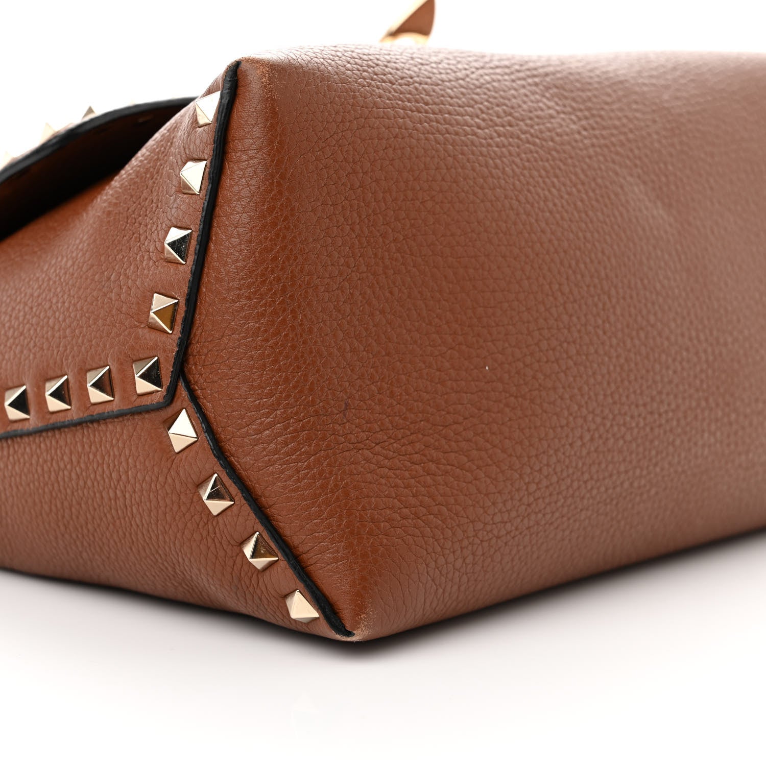Valentino Garavani Pebbled Calfskin Medium Rockstud Top Handle Shoulder Bag Cognac 8 of 12
