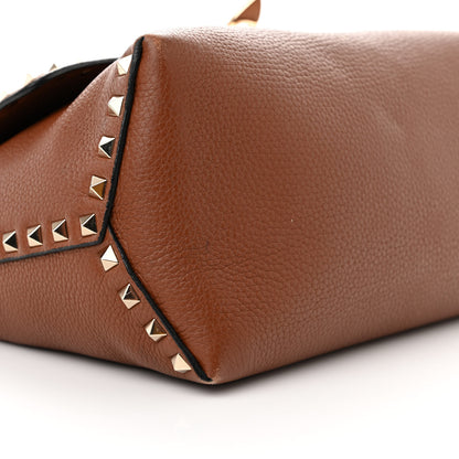 Valentino Garavani Pebbled Calfskin Medium Rockstud Top Handle Shoulder Bag Cognac 8 of 12