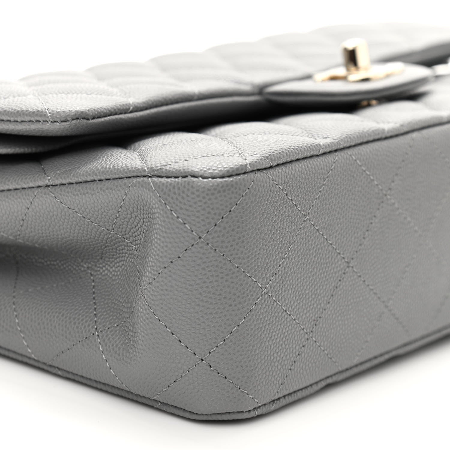Chanel Caviar Quilted Medium Double Flap Grey 9 of 11