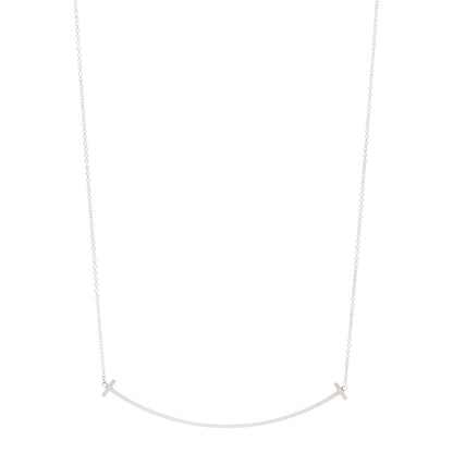 Tiffany Sterling Silver Large T Smile Pendant Necklace 1 of 4