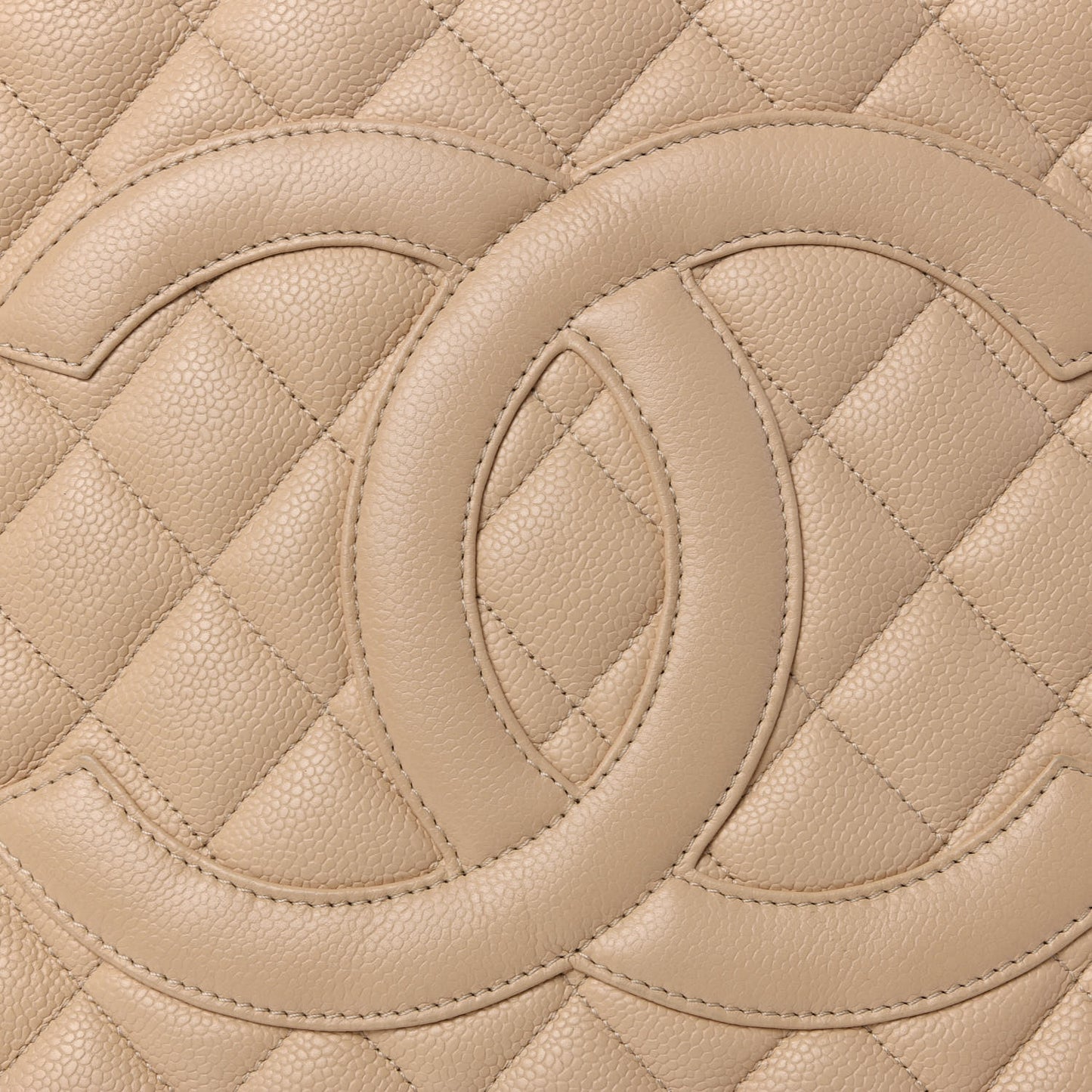 Caviar Quilted Medallion Tote Beige