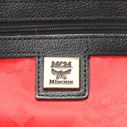 MCM Grained Calfskin Studded Heritage Barrel Bag Black 6 of 10