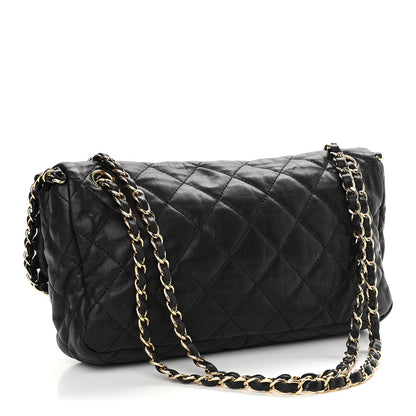 Chanel Crumpled Calfskin Quilted Large Chain All Over Flap Bag Black 2 of 11
