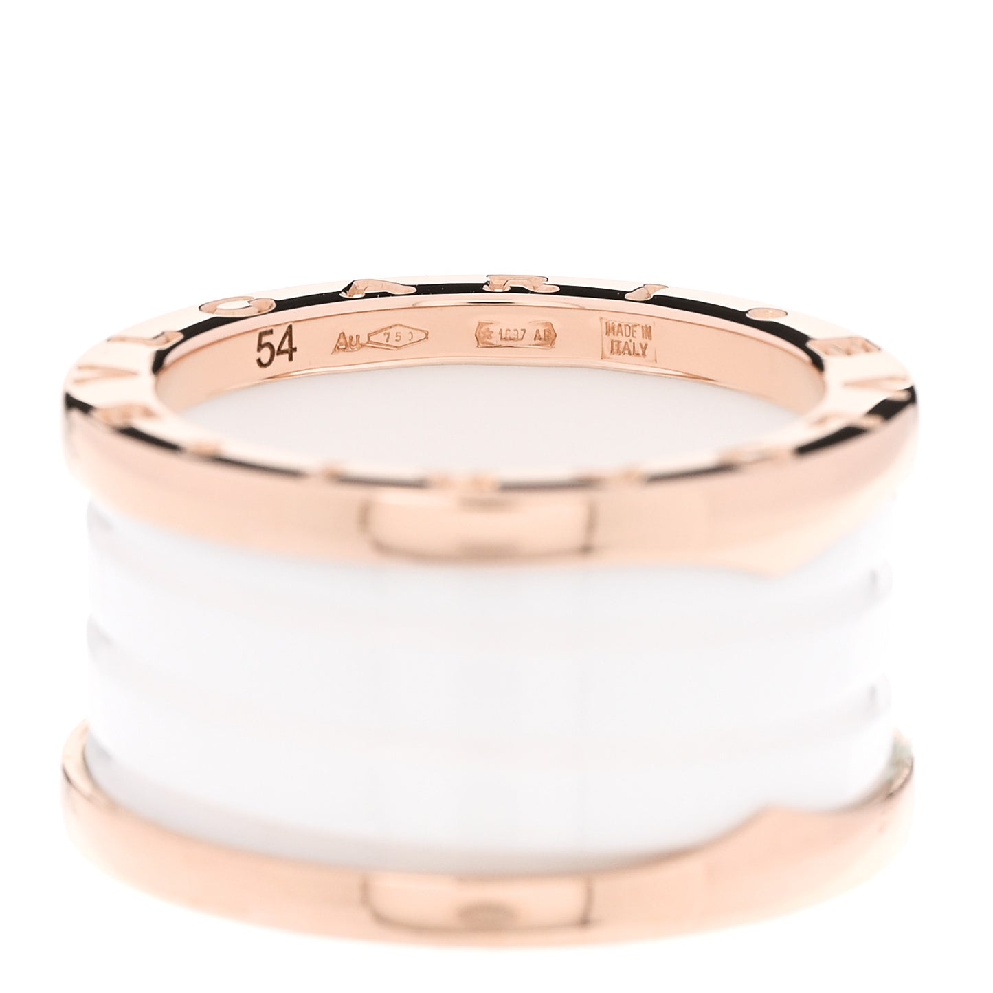 18K Rose Gold White Ceramic B.Zero1 Four-Band Ring 54 6.75