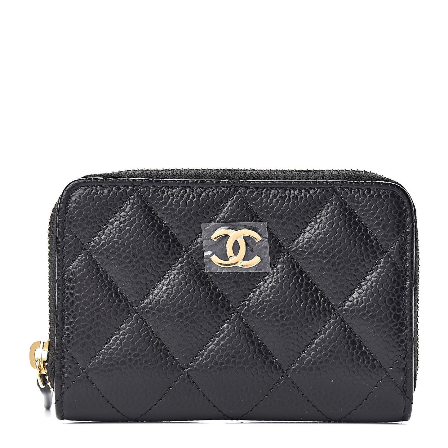 Caviar Quilted Zip Coin Purse Black