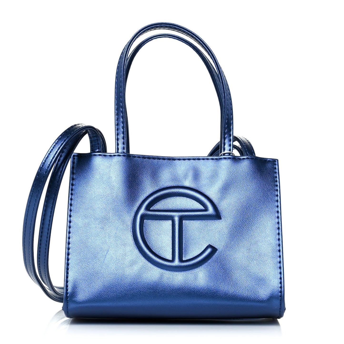 Vegan Leather Small Shopping Bag Cobalt