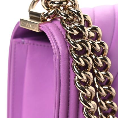 Chanel Lambskin Chevron Quilted Medium Boy Flap Purple 13 of 13