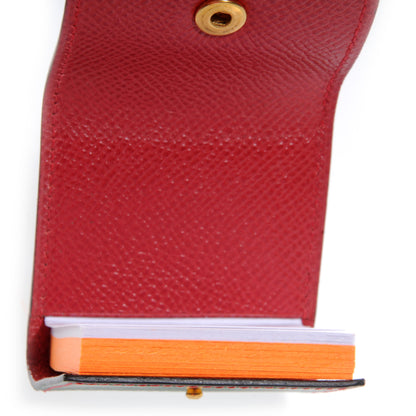 Hermes Courchevel Post It Notepad Holder PM w Refill Vert Clair and Rouge Vif 6 of 7