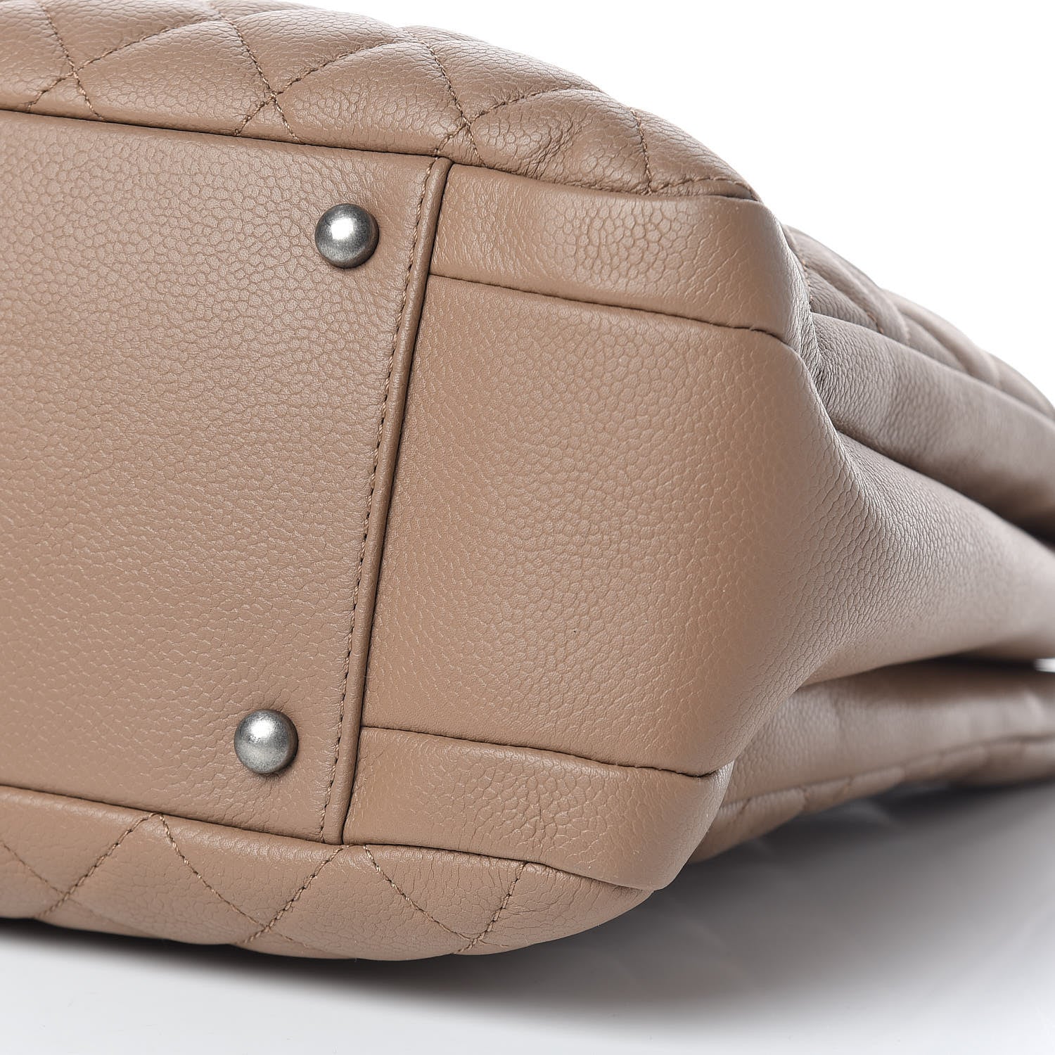 Chanel Grained Calfskin Quilted Large Zipped Shopping Tote Taupe 10 of 11