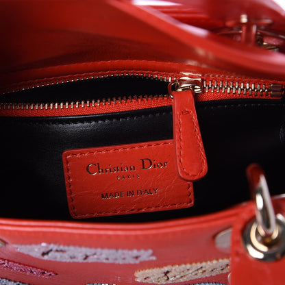 Christian Dior Calfskin Beaded Mini Lady Dior Rouge Multicolor 6 of 6