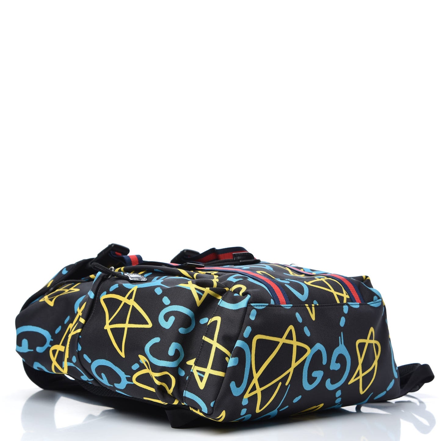 Techno Canvas GucciGhost Double Buckle Backpack Black New Acquamarine
