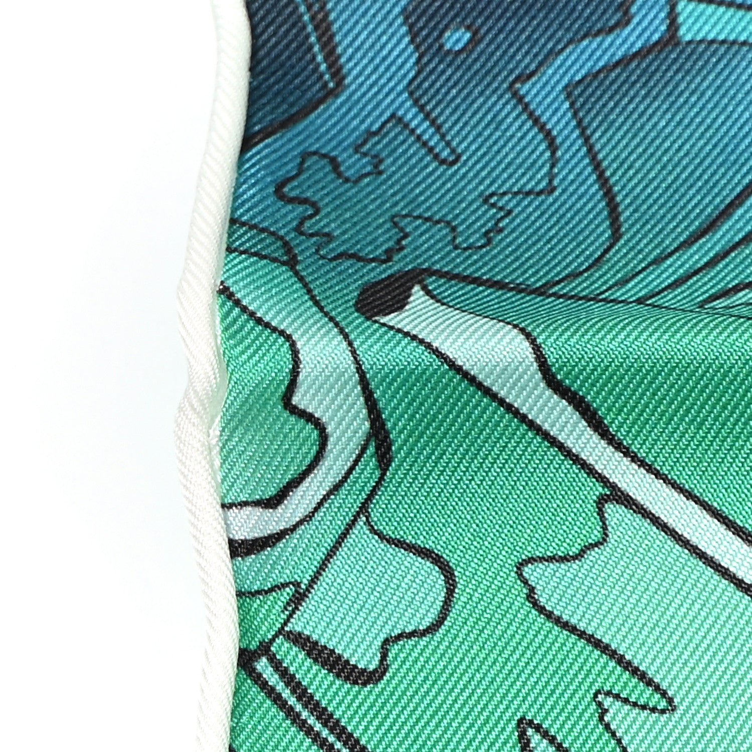 Hermes Silk Twill La Vallee De Cristal Scarf 90 Vert Vif Rose Bleu 5 of 7