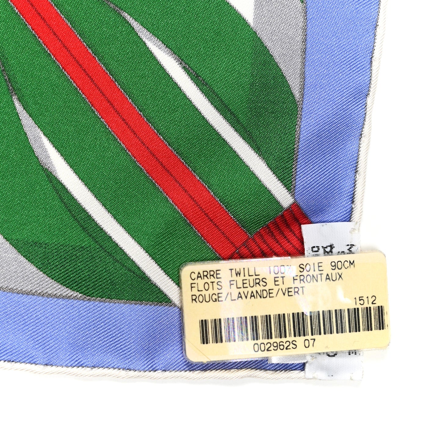 Silk Flots Fleurs et Frontaux Scarf 90 Rouge Lavande Vert