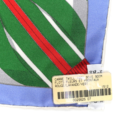 Hermes Silk Flots Fleurs et Frontaux Scarf 90 Rouge Lavande Vert 2 of 4